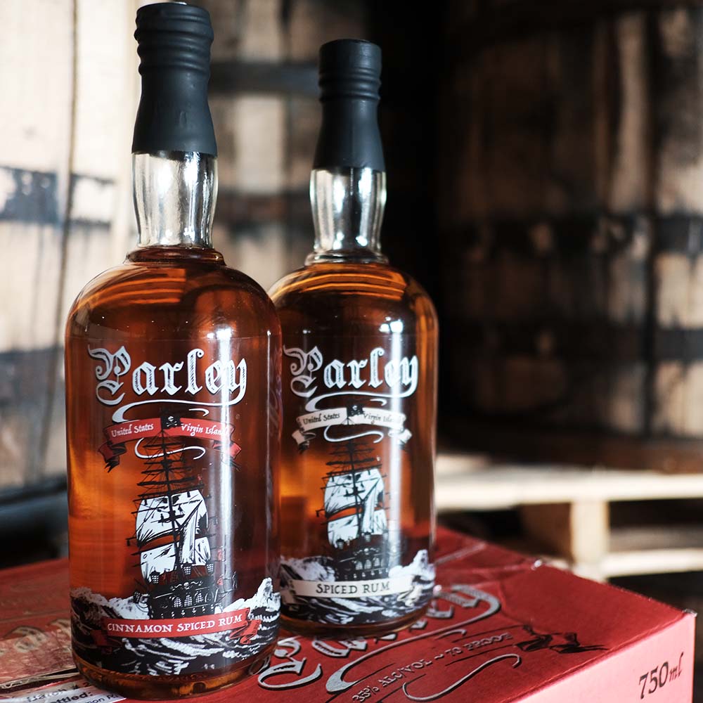 Parley Cinnamon and Spiced Rum bottles together